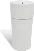 A white ceramic stand washbasin with a faucet and overflow hole, shown from a slightly angled front view against a white background. Náhľad obrázku produktu