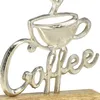 Metall Deko Coffee Tasse Silber Holz Tischdeko Küche 18cm Produktbild-Vorschau 2