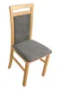 A single wooden chair with a gray upholstered seat and backrest, isolated on a white background. Produktbild-Vorschau