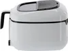 A white deep fryer with black accents is shown from the side against a white background. Produktbild-Vorschau