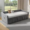 Schlafsofa 90x200 cm in grauem Samt, ausziehbar auf 180x200 Produktbild-Vorschau 7