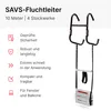Image of a SAVS emergency escape ladder with product features listed. Produktbild-Vorschau