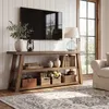 Wanbor TV Lowboard 160 cm aus Massivholz für Fernseher bis Produktbild-Vorschau 6