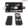 A Thomson streaming stick and remote are displayed next to a television screen showing various streaming app icons. Produktbild-Vorschau