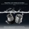Two vacuum cleaner filters are shown submerged in water with splashes, highlighting their washable and reusable nature. Produktbild-Vorschau