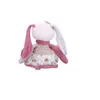 A stuffed bunny toy shown from the back, wearing a dress and scarf. Produktbild-Vorschau