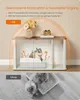 A split image showing a cat litter box enclosure with a cat inside (top) and a cat outside a litter box with scattered litter (bottom). Produktbild-Vorschau