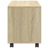 A side view of a wooden filing cabinet on wheels. Náhled obrázku produktu