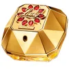 A gold-colored perfume bottle with red gem accents. Náhled obrázku produktu