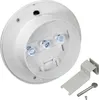 The back of a white solar-powered gutter light is shown, with three LED lights visible inside the housing. A mounting bracket and a screw are also included. Produktbild-Vorschau