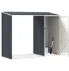 A metal garden shed with an open door, showing tools inside. Podgląd zdjęcia produktu