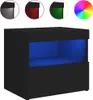 vidaXL Noční stolek s LED světly černý 50x40x45 cm Náhled obrázku produktu 2