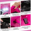 A collage of close-up images showing features of a pink children's electric car. Náhled obrázku produktu