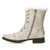 A side view of a single beige boot against a white background. Produktbild-Vorschau
