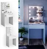 A white vanity table with LED lights and drawers, shown in two different views. Náhľad obrázku produktu