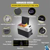 A diagram highlighting the features of a portable car refrigerator. Produktbild-Vorschau