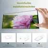 An image showing the installation steps for a screen protector on a smartphone, with a close-up of a pink flower on the phone screen. Produktbild-Vorschau