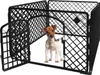 A small dog stands inside a black plastic playpen. Náhľad obrázku produktu