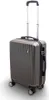 A gray hard-shell suitcase with a retractable handle and four wheels, shown against a white background.