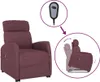 A purple recliner chair with a remote control and an illustration showing its reclining function. Voir les images du produit