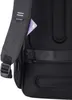 A close-up view of the back of a backpack, showing a hidden pocket with a card inside. Produktbild-Vorschau
