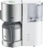 A studio shot of a white and silver Braun filter coffee machine. Produktbild-Vorschau