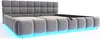 A gray upholstered bed frame with integrated LED lighting. Anteprima dell’immagine prodotto