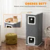 A cat tower with a cat on top, placed in a room with furniture. Produktbild-Vorschau