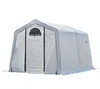 A white tent structure with a gray frame and trim, shown from a front-diagonal angle against a white background. Voir les images du produit
