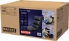 A cardboard box containing a gaming floor chair, with marketing images and text on the front. Náhľad obrázku produktu