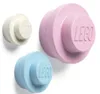 Three LEGO-style wall hooks in different pastel colors. Produktbild-Vorschau