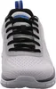 A front view of a white Skechers athletic shoe with black laces and blue accents. Anteprima dell’immagine prodotto