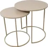 Two nesting round side tables with metal frames and beige tops, shown against a white background. Produktbild-Vorschau