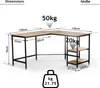 MIADOMODO Psací stůl 138 x 138 x 76 cm, hnědá/černá Náhled obrázku produktu 15
