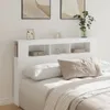 A white headboard with built-in shelves is shown above a bed. Anteprima dell’immagine prodotto