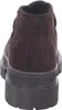 The back view of a brown suede boot with a thick black sole. Produktbild-Vorschau