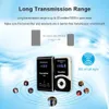 Marketing image showcasing a wireless tour guide system with its transmitter and receiver, along with icons representing its features and user testimonials. Anteprima dell’immagine prodotto