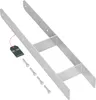 A galvanized steel H-post anchor with four bolts and a product tag. Produktbild-Vorschau