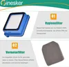 Image shows two types of vacuum cleaner filters with descriptive text. Produktbild-Vorschau