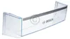 A clear plastic shelf with a gray stripe and the Bosch logo. Produktbild-Vorschau