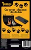 The image shows the packaging for a car cover dog mat, with product images and text. Podgląd zdjęcia produktu