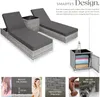 A set of two rattan sun loungers with a side table, presented with marketing text and close-up feature highlights. Náhled obrázku produktu