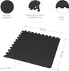 A black puzzle mat is shown from a top-down perspective, with diagrams and text indicating its dimensions and features. Produktbild-Vorschau