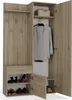 A wardrobe with open doors showing clothes and shoes inside. Produktbild-Vorschau