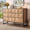 A modern sideboard with a metal frame and six drawers is placed in a room with a window, a lamp, and a rug. Anteprima dell’immagine prodotto