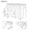 A technical drawing/sketch of a kitchen island cart with dimensions. Anteprima dell’immagine prodotto