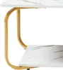 A close-up view of a modern coffee table with a marble-look top and gold metal legs. Náhled obrázku produktu