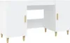 A white desk with wooden legs and handles against a white background. Podgląd zdjęcia produktu