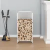 vidaXL Stojan na palivové drevo biely 40x30x80 cm Oceľ Náhľad obrázku produktu 3