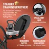 Marketing image for a home trainer, highlighting features with text overlays and close-up shots. Produktbild-Vorschau